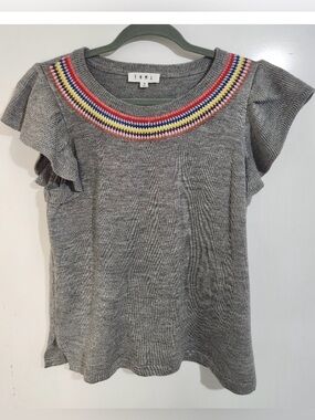 THML Gray Sweater with Multicolor Trim